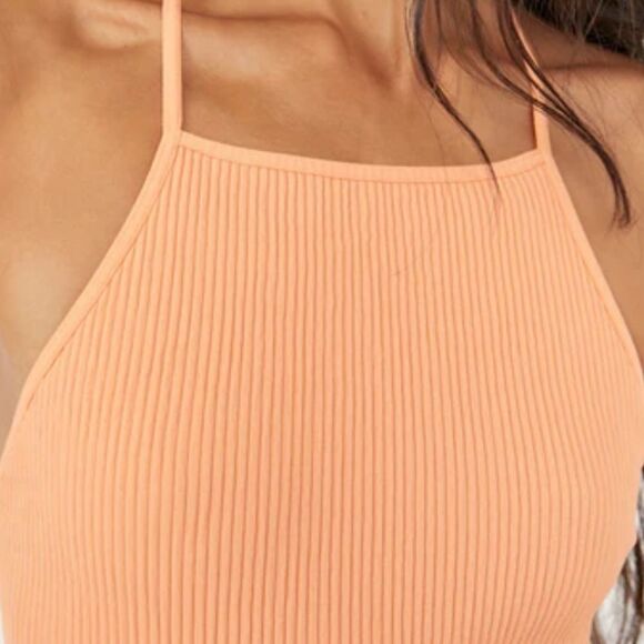 Free People Mmkay Seamless Tank Mango Ribbed High Neck Crisscross M/L * - Picture 10 of 13